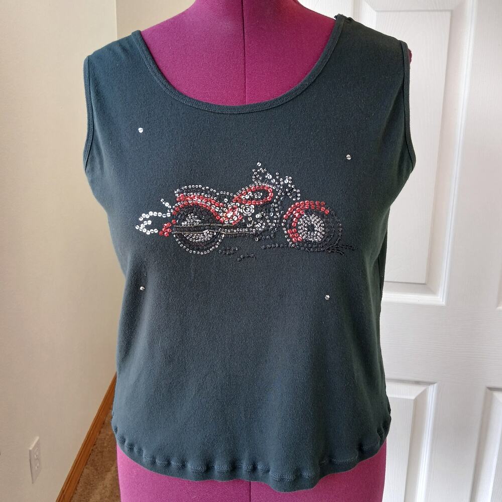 Don't Mess with Texas Sequin Chopper Tank Top XL repaired biker cotton